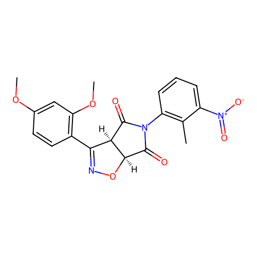 (3aR,6aS)-3-(2,4-dimethoxyphenyl)-5-(2-methyl-3-nitrophenyl)-3a,6a-dihydropyrrolo[3,4-d][1,2]oxazole-4,6-dione structure