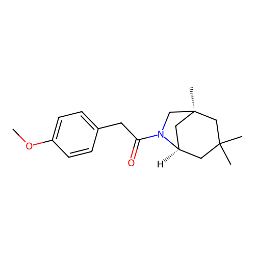 2-(4-methoxyphenyl)-1-((1S,5R)-1,3,3-trimethyl-6-azabicyclo[3.2.1]octan-6-yl)ethanone structure
