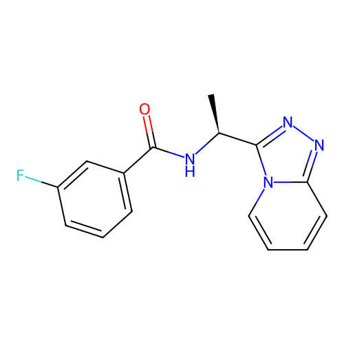 3-fluoro-N-[(1S)-1-([1,2,4]triazolo[4,3-a]pyridin-3-yl)ethyl]benzamide structure