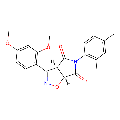 (3aR,6aS)-3-(2,4-dimethoxyphenyl)-5-(2,4-dimethylphenyl)-3a,6a-dihydropyrrolo[3,4-d][1,2]oxazole-4,6-dione structure