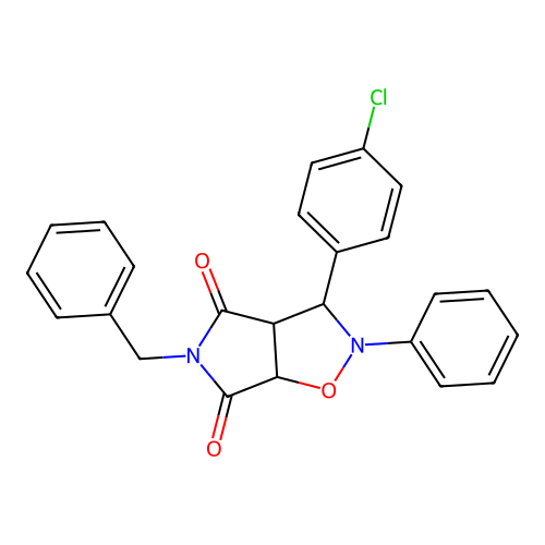 5-benzyl-3-(4-chlorophenyl)-2-phenyldihydro-2H-pyrrolo[3,4-d]isoxazole-4,6(5H,6aH)-dione structure
