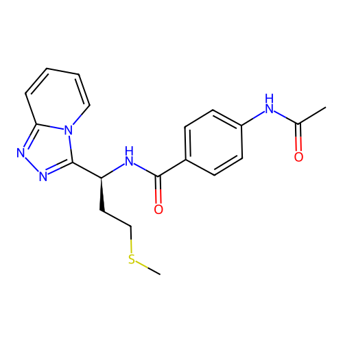 (S)-N-(1-([1,2,4]triazolo[4,3-a]pyridin-3-yl)-3-(methylthio)propyl)-4-acetamidobenzamide structure