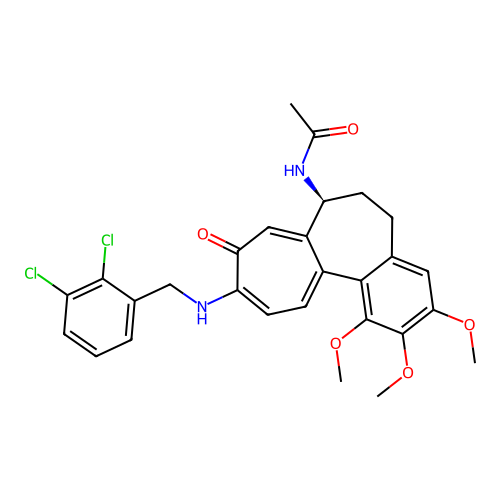 (S)-N-(10-((2,3-dichlorobenzyl)amino)-1,2,3-trimethoxy-9-oxo-5,6,7,9-tetrahydrobenzo[a]heptalen-7-yl)acetamide structure