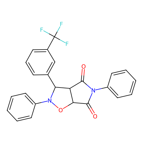 3,7-diphenyl-8-[3-(trifluoromethyl)phenyl]-6-oxa-3,7-diazabicyclo[3.3.0]octane-2,4-dione structure