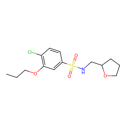 4-chloro-N-(oxolan-2-ylmethyl)-3-propoxybenzenesulfonamide structure