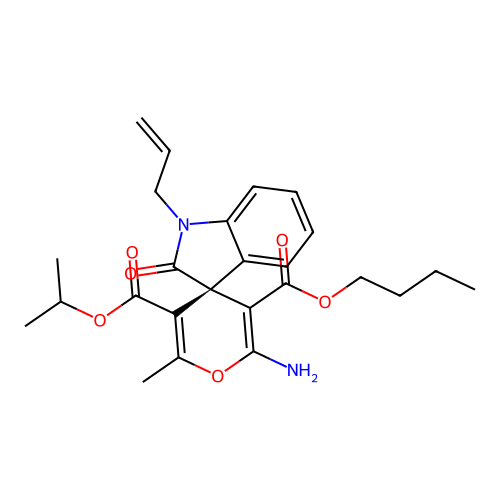 (S)-3'-butyl 5'-isopropyl 1-allyl-2'-amino-6'-methyl-2-oxospiro[indoline-3,4'-pyran]-3',5'-dicarboxylate structure