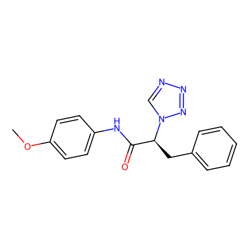 (2S)-N-(4-methoxyphenyl)-3-phenyl-2-(1H-tetrazol-1-yl)propanamide structure