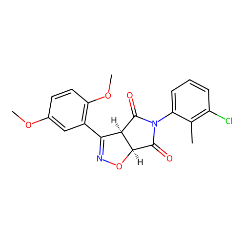 (3aR,6aS)-5-(3-chloro-2-methylphenyl)-3-(2,5-dimethoxyphenyl)-3a,6a-dihydropyrrolo[3,4-d][1,2]oxazole-4,6-dione structure
