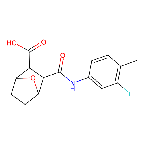 3-[(3-fluoro-4-methylphenyl)carbamoyl]-7-oxabicyclo[2.2.1]heptane-2-carboxylic acid structure