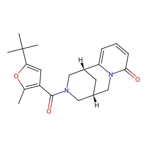 (1R,5S)-3-(5-(tert-butyl)-2-methylfuran-3-carbonyl)-3,4,5,6-tetrahydro-1H-1,5-methanopyrido[1,2-a][1,5]diazocin-8(2H)-one structure