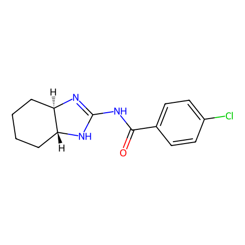 4-chloro-N-((3aR,7aR)-3a,4,5,6,7,7a-hexahydro-1H-benzo[d]imidazol-2-yl)benzamide structure