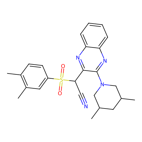 [(3,4-dimethylphenyl)sulfonyl][3-(3,5-dimethylpiperidin-1-yl)quinoxalin-2-yl]acetonitrile structure