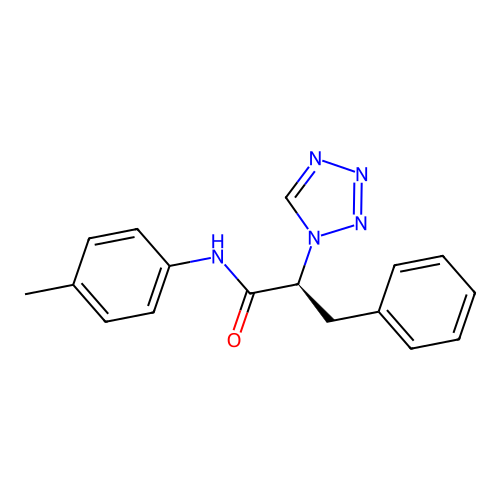 (2S)-N-(4-methylphenyl)-3-phenyl-2-(1H-tetrazol-1-yl)propanamide structure