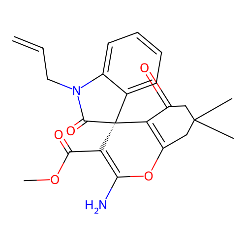 (S)-methyl 1'-allyl-2-amino-7,7-dimethyl-2',5-dioxo-5,6,7,8-tetrahydrospiro[chromene-4,3'-indoline]-3-carboxylate structure