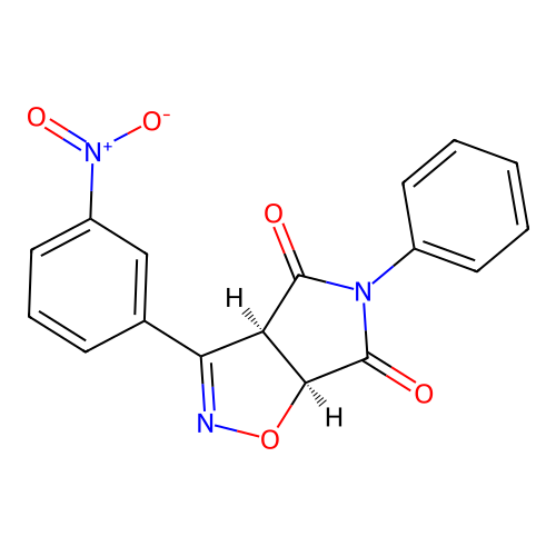 (3aR,6aS)-3-(3-nitrophenyl)-5-phenyl-3a,6a-dihydropyrrolo[3,4-d][1,2]oxazole-4,6-dione structure