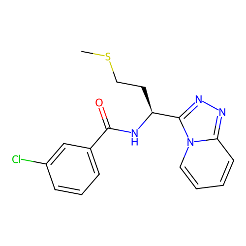 (S)-N-(1-([1,2,4]triazolo[4,3-a]pyridin-3-yl)-3-(methylthio)propyl)-3-chlorobenzamide structure