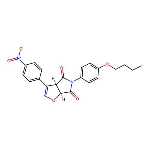 (3aR,6aS)-5-(4-butoxyphenyl)-3-(4-nitrophenyl)-3a,6a-dihydropyrrolo[3,4-d][1,2]oxazole-4,6-dione structure