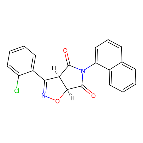 (3aR,6aS)-3-(2-chlorophenyl)-5-(naphthalen-1-yl)-3aH-pyrrolo[3,4-d]isoxazole-4,6(5H,6aH)-dione structure