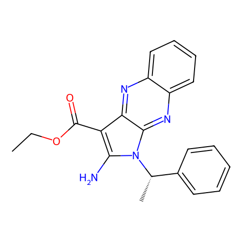 (S)-ethyl 2-amino-1-(1-phenylethyl)-1H-pyrrolo[2,3-b]quinoxaline-3-carboxylate structure