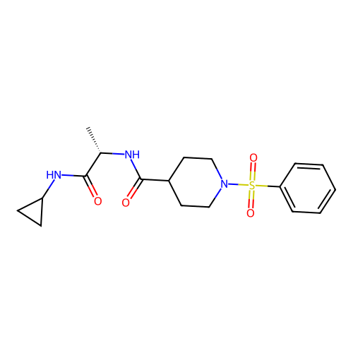 (S)-N-(1-(cyclopropylamino)-1-oxopropan-2-yl)-1-(phenylsulfonyl)piperidine-4-carboxamide structure