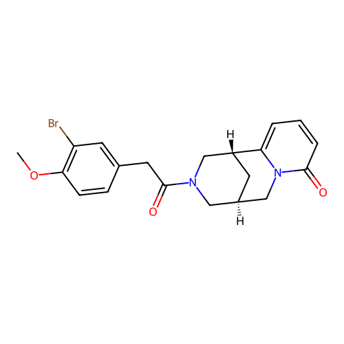 (1R,5R)-3-[(3-bromo-4-methoxyphenyl)acetyl]-1,2,3,4,5,6-hexahydro-8H-1,5-methanopyrido[1,2-a][1,5]diazocin-8-one structure
