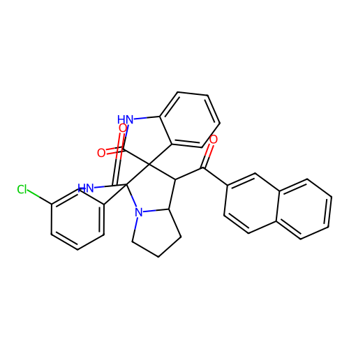 7''-chloro-1'-[(naphthalen-2-yl)carbonyl]-1,1'',2,2'',5',6',7',7'a-octahydro-1'H-dispiro[indole-3,2'-pyrrolizine-3',3''-indole]-2,2''-dione structure