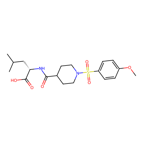 (2S)-2-{[1-(4-METHOXYBENZENESULFONYL)PIPERIDIN-4-YL]FORMAMIDO}-4-METHYLPENTANOIC ACID structure