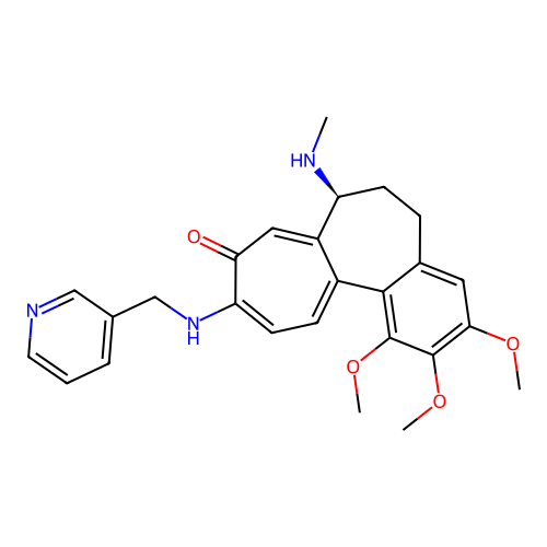 (7S)-1,2,3-trimethoxy-7-(methylamino)-10-(pyridin-3-ylmethylamino)-6,7-dihydro-5H-benzo[a]heptalen-9-one structure