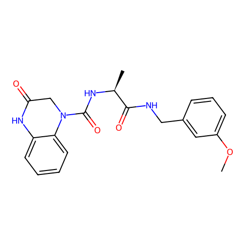 (S)-N-(1-((3-methoxybenzyl)amino)-1-oxopropan-2-yl)-3-oxo-3,4-dihydroquinoxaline-1(2H)-carboxamide structure