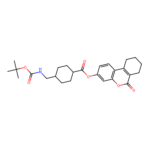(1r,4r)-6-oxo-7,8,9,10-tetrahydro-6H-benzo[c]chromen-3-yl 4-(((tert-butoxycarbonyl)amino)methyl)cyclohexanecarboxylate structure