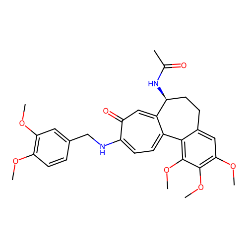 (S)-N-(10-((3,4-dimethoxybenzyl)amino)-1,2,3-trimethoxy-9-oxo-5,6,7,9-tetrahydrobenzo[a]heptalen-7-yl)acetamide structure