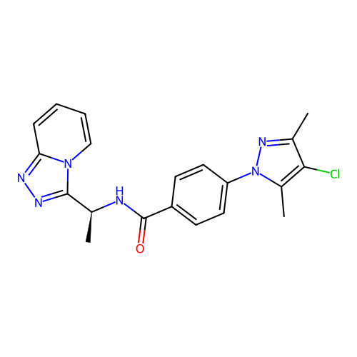 (S)-N-(1-([1,2,4]triazolo[4,3-a]pyridin-3-yl)ethyl)-4-(4-chloro-3,5-dimethyl-1H-pyrazol-1-yl)benzamide structure