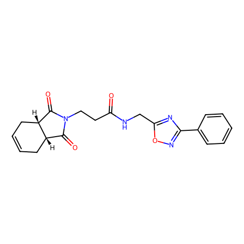 3-((3aR,7aS)-1,3-dioxo-3a,4,7,7a-tetrahydro-1H-isoindol-2(3H)-yl)-N-((3-phenyl-1,2,4-oxadiazol-5-yl)methyl)propanamide structure