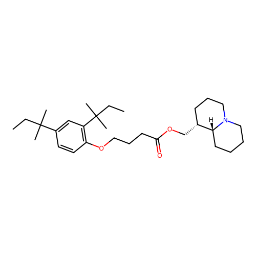 ((1R,9aR)-octahydro-1H-quinolizin-1-yl)methyl 4-(2,4-di-tert-pentylphenoxy)butanoate structure