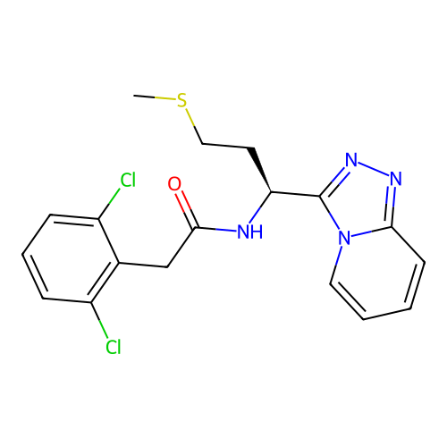 (S)-N-(1-([1,2,4]triazolo[4,3-a]pyridin-3-yl)-3-(methylthio)propyl)-2-(2,6-dichlorophenyl)acetamide structure
