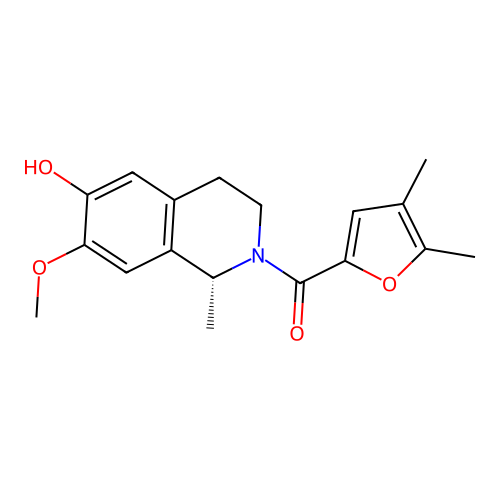 (4,5-dimethylfuran-2-yl)-[(1R)-6-hydroxy-7-methoxy-1-methyl-3,4-dihydro-1H-isoquinolin-2-yl]methanone structure