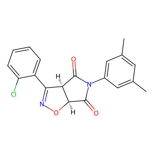 (3aR,6aS)-3-(2-chlorophenyl)-5-(3,5-dimethylphenyl)-3a,6a-dihydropyrrolo[3,4-d][1,2]oxazole-4,6-dione structure
