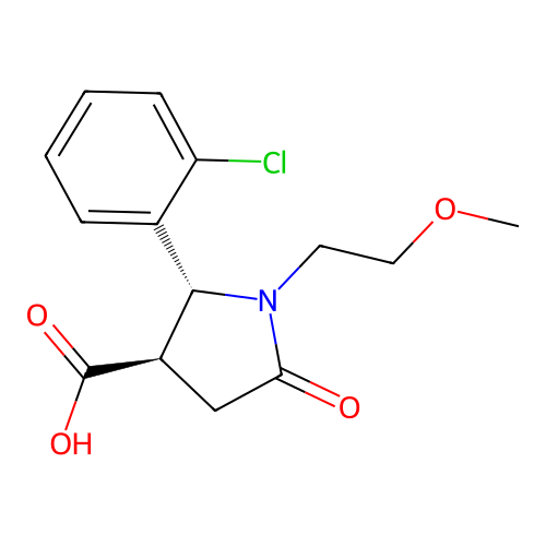 (2R,3R)-2-(2-chlorophenyl)-1-(2-methoxyethyl)-5-oxopyrrolidine-3-carboxylic acid structure