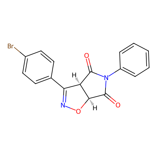 (3aR,6aS)-3-(4-bromophenyl)-5-phenyl-3a,6a-dihydropyrrolo[3,4-d][1,2]oxazole-4,6-dione structure