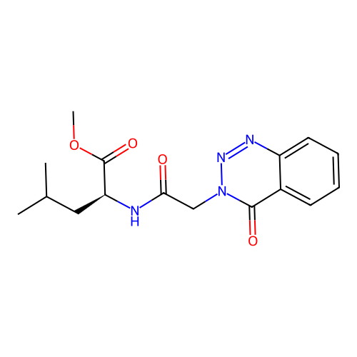 methyl N-[(4-oxo-1,2,3-benzotriazin-3(4H)-yl)acetyl]-L-leucinate structure