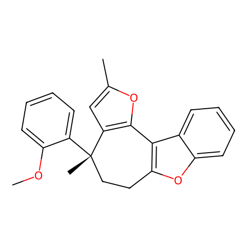 (4R)-4-(2-methoxyphenyl)-2,4-dimethyl-5,6-dihydro-4H-benzo[d]cyclohepta[1,2-b:3,4-b']difuran structure