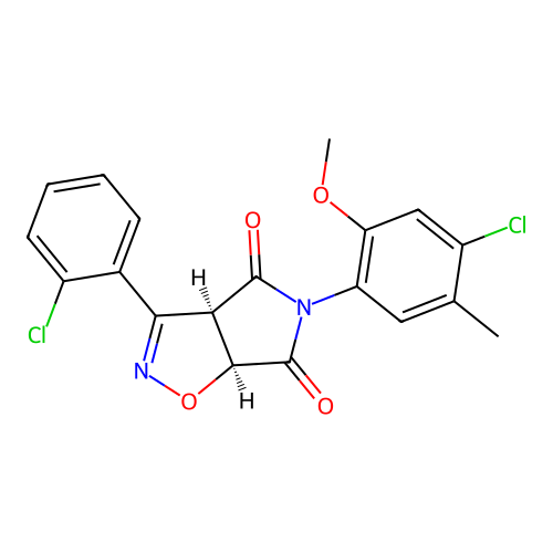 (3aR,6aS)-5-(4-chloro-2-methoxy-5-methylphenyl)-3-(2-chlorophenyl)-3a,6a-dihydropyrrolo[3,4-d][1,2]oxazole-4,6-dione structure