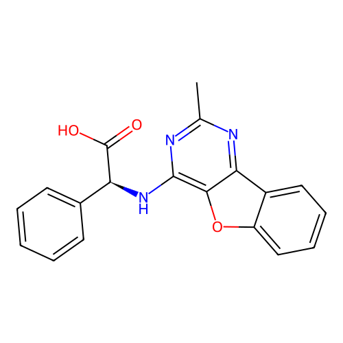 (S)-2-((2-methylbenzofuro[3,2-d]pyrimidin-4-yl)amino)-2-phenylacetic acid structure