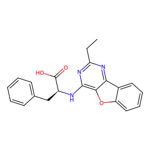 N-(2-ethyl[1]benzofuro[3,2-d]pyrimidin-4-yl)-L-phenylalanine structure