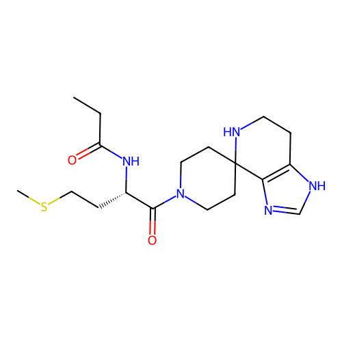(S)-N-(4-(methylthio)-1-oxo-1-(1,5,6,7-tetrahydrospiro[imidazo[4,5-c]pyridine-4,4'-piperidin]-1'-yl)butan-2-yl)propionamide structure