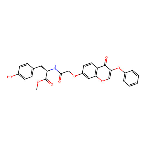methyl N-{[(4-oxo-3-phenoxy-4H-chromen-7-yl)oxy]acetyl}-D-tyrosinate structure