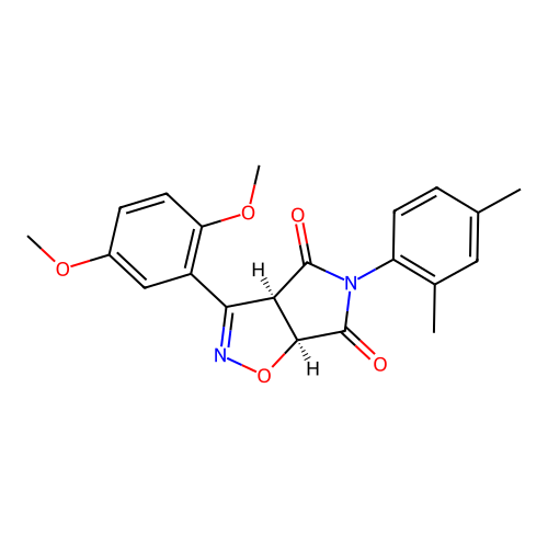 (3aR,6aS)-3-(2,5-dimethoxyphenyl)-5-(2,4-dimethylphenyl)-3a,6a-dihydropyrrolo[3,4-d][1,2]oxazole-4,6-dione structure