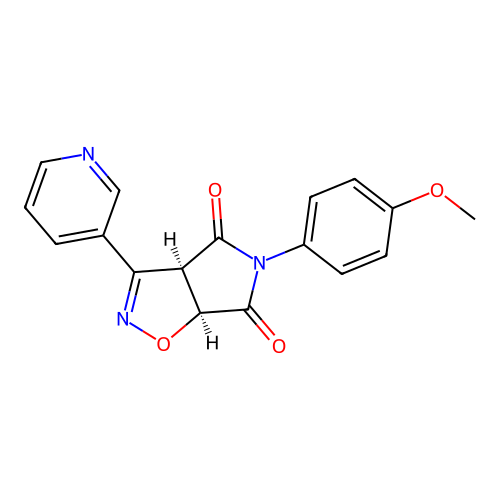 (3aR,6aS)-5-(4-methoxyphenyl)-3-pyridin-3-yl-3a,6a-dihydropyrrolo[3,4-d][1,2]oxazole-4,6-dione structure