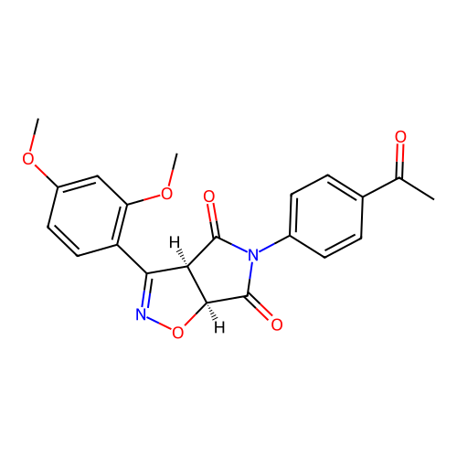 (3aR,6aS)-5-(4-acetylphenyl)-3-(2,4-dimethoxyphenyl)-3a,6a-dihydropyrrolo[3,4-d][1,2]oxazole-4,6-dione structure