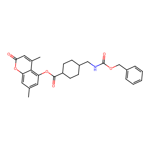 (1r,4r)-4,7-dimethyl-2-oxo-2H-chromen-5-yl 4-((((benzyloxy)carbonyl)amino)methyl)cyclohexanecarboxylate structure